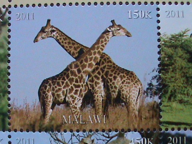 MALAWI-2011-PROTECTED ENDANGER ANIMALS-GIRAFFES-MNH SHEET VERY FINE