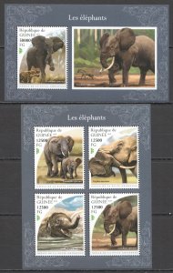 HM0141 2018 GUINEA ELEPHANTS WILD ANIMALS FAUNA #13426-9+BL2987 MNH