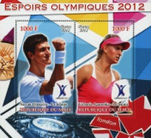 Novak Djokovic Victoria Azarenka Olympics Tennis Sov. Sheet of 2 Stamps MNH