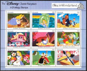 Grenada 1987 Disney Fairy Tales Alice in Wonderland Sc. 1544 Sheet MNH