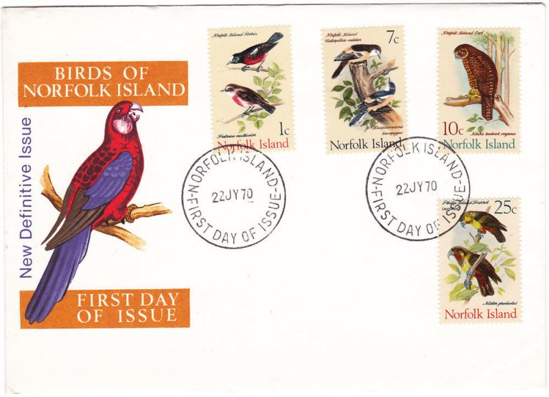 Norfolk Island 126, 131, 133, 136 FDC Birds