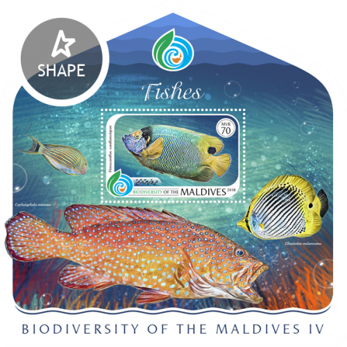 MALDIVES - 2018 - Biodiversity of Maldives III - Fishes - Perf Souv Sheet - MNH