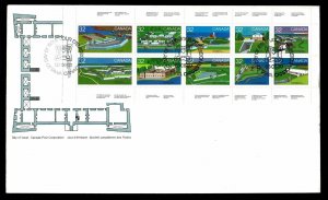 CANADA - SC#992a CANADIAN FORTS Booklet Pane of 10 (1983) FDC