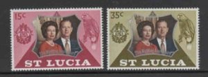 ST. LUCIA #328-329 1972 SILVER WEDDING ISSUE MINT VF LH O.G aa