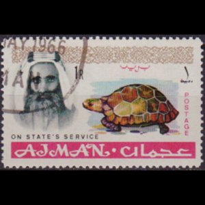 AJMAN 1965 - Scott# O5 Green Turtle 1r CTO