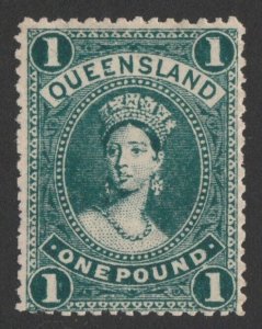 QUEENSLAND 1905 QV Large Chalon £1 Lithographed, wmk crown Q sideways, perf 12.