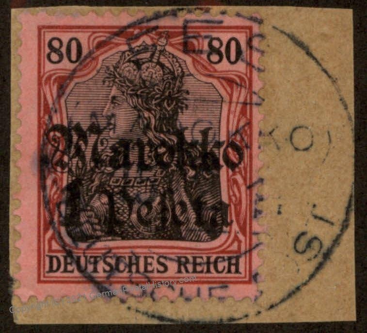 Germany 1911 FES Mi54 CDS Morocco Marokko 1Pes on 80pf USED 102612