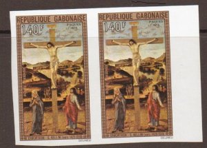 GABON SG542 1975 140F EASTER IMPERF PAIR MNH