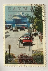 Cayman Islands 1991 Scott 641 used- 50c, Cruise ship arriving