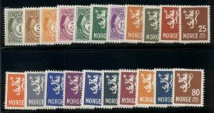 NORWAY #187-202A Complete Lion set, unwatermarked, og, NH, VF, Scott $150.00