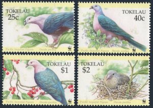 Tokelau 204-207, MNH. Michel 210-213. WWF 1995. Bird Pacific Imperial Pigeon.