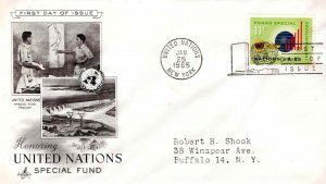 United Nations 1965 FDC Sc 138 Special Fund Artcraft Cachet UN New York