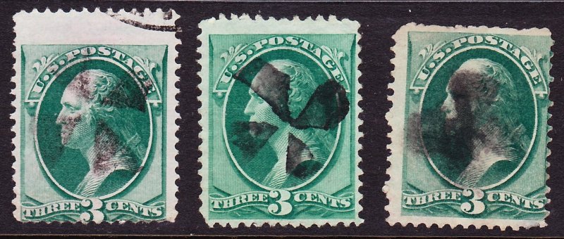 Scott 158, Used, Continental, 3 Cross Fancy Cancels, Small Faults