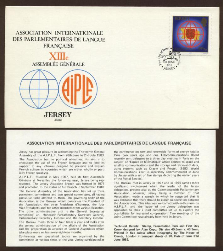 Jersey # 315 , French Speaking Parliament Assembly FDC