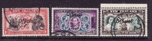 New Zealand-Sc#O77-9-used Officials-1p, 1&1/2p, 2p-Ships-1940-