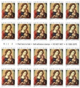 US 3675a - (Complete Booklet) Pane of 20 - 37¢ stamps. - Christmas 2002