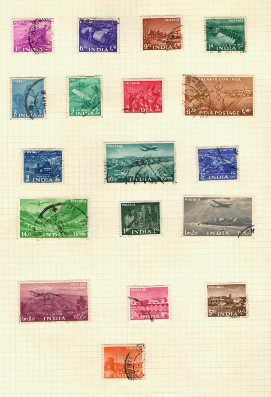 1955 India SC #254-71 SYMBOLS OF MALARIA CONTROL Θ used stamp set