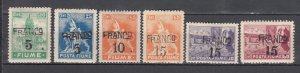 J43937 JL Stamps 1919 fiume mh #58-63 ovpt,s