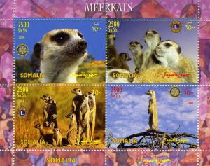 Somalia 2004 African Meerkats LIONS INT. Sheet (4) Perforated Mint (NH)