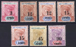 Seychelles 1893 3c-90c DIE I & DIE II SG 15-21 Sc 22-26 LMM/MLH Cat£150($200)