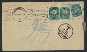 SOUTH AFRICA 1939 POSTAGE DUE 25 CENTIMES JOHANNESBURG TO GERMANY