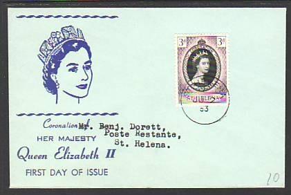 Saint Helena 139 QEII Coronation 1953 Typed FDC 