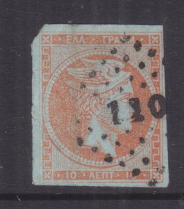 GREECE, 1862 10L. Orange on Blue, used.