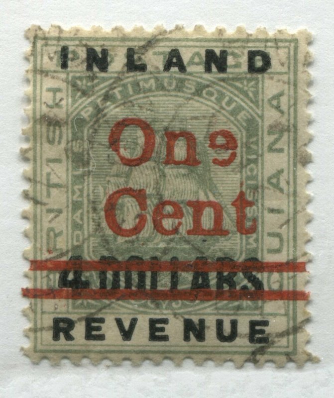 British Guiana 1890 1 cent on $4 ONE REVERSED E used