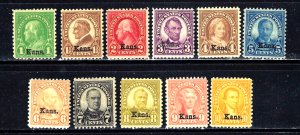 658-668 US KANSAS OVERPRINTS MINT-SET-FINE-VF