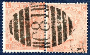 [mag604] GB 1873 used (abroad) in BAHIA Brazil C81 SG#Z7 (x2) Superb Strike