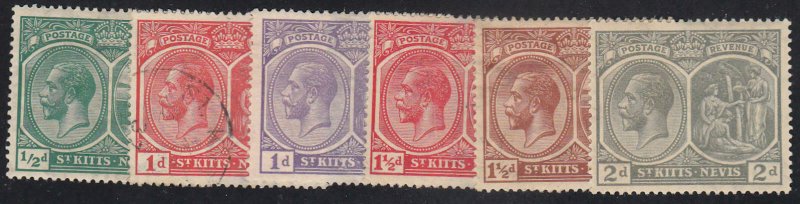 St Kitts-Nevis - 1921-28 - SC 37-42 - H/Used - 38,40 U