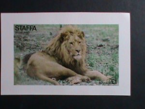 ​SCOTLAND-STAFA STAMP- KING OF THE FOREST-LION-IMPERF-MNH S/S SHEET VERY FINE