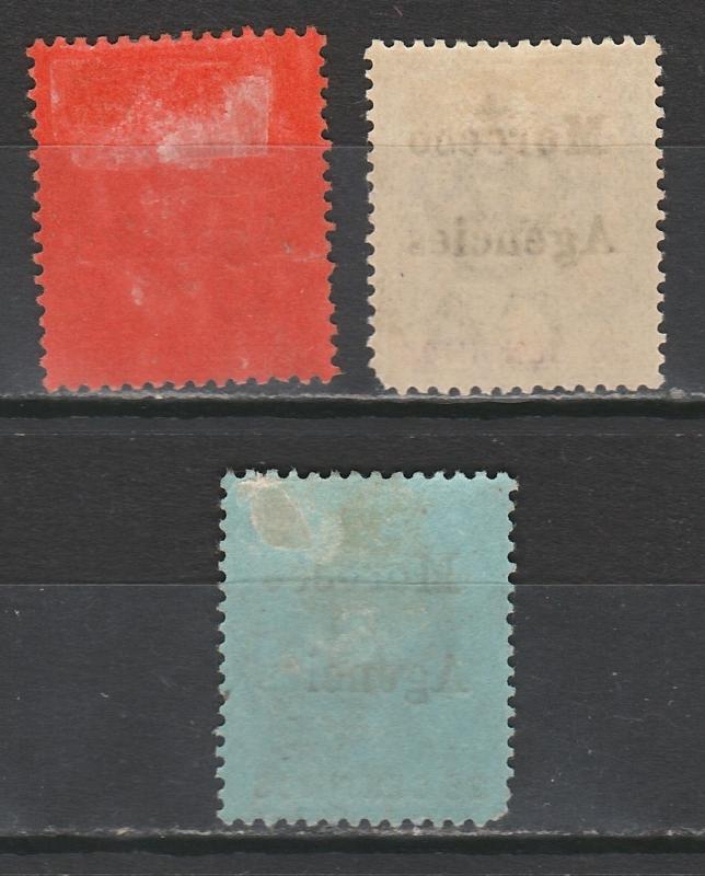 MOROCCO AGENCIES 1903 KEVII 10C 20C AND 25C WMK CROWN CA