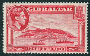 Gibraltar KGVI 1938 1.5d Carmine SG123 Lightly Mounted Mint