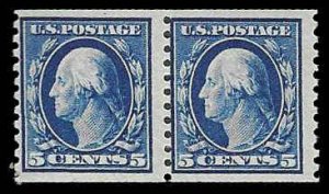PCBstamps   US # 447 Coil Pair  10c(2x5c)Washington, MNH, (1)