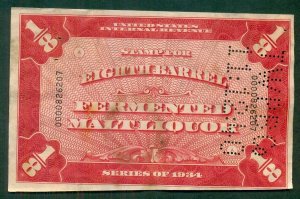 US #REA181, 1/8bbl Beer Stamp, used