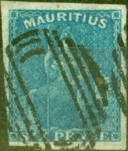 Mauritius 1859 6d Blue SG32 Fine Used