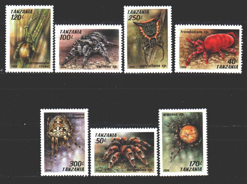 Tanzania. 1994. 1923-29. Spiders, fauna. MNH.