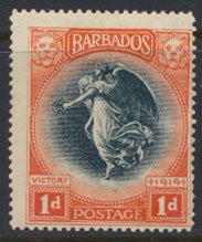 Barbados  SG 212 SC#  151  MLH Victory Issue 1921 wmk script  see scans