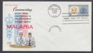 US Mel 1194-16 FDC. 1962 Malaria Eradication, Fluegel Color Cachet, VF