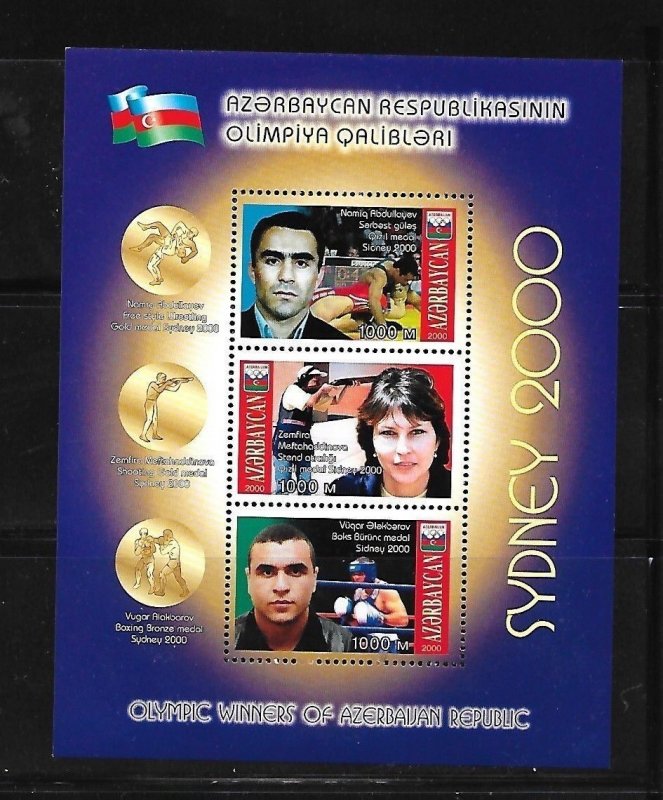 AZERBAIJAN Sc 713 NH ISSUE of 2001 - SOUVENIR SHEET - Sport Olympic Medalists