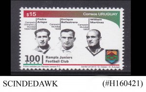 URUGUAY - 2013 CENTENARY OF FOOTBALL CLUB RAMPLA JUNIORS / SOCCER 1V MNH