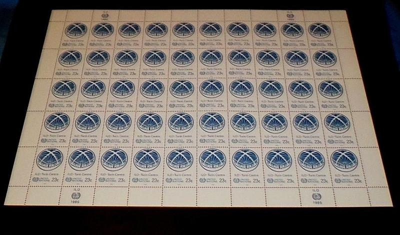 U.N. 1985, NEW YORK #443, I.L.O. TURIN CENTER, MNH, SHEET OF 50, NICE! LQQK