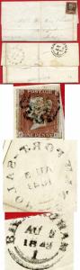 1841 Penny Red (JC) on COVER Cat £6000 HANDSWORTH PENNY POST