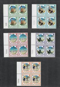 Cayman Islands Sc#657-661 M/NH/VF, Complete Set, Plate Blks/4, Cv. $47.80+