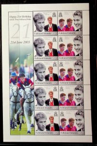 FALKLAND ISL. Sc 829 NH MINISHEET OF 2003 - ROYAL FAMILY - (JS23)