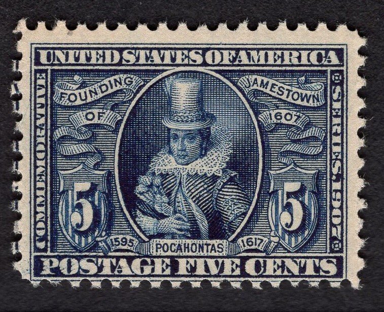 US #330 Average, w/Original Gum. Never Hinged.