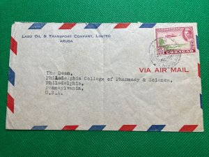 Netherlands Antilles 1947, 31 October Cover, Largo Oil Aruba To PA, Pharmacy 