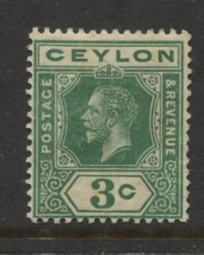 Ceylon -Scott 202a - KGV -Definitive- 1912- MH - Single 3c Stamp