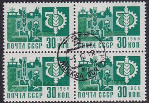 Russia 1966 Sc 3266 Block of 4 Agriculture Chemical Industry Sciences Stamp CTO